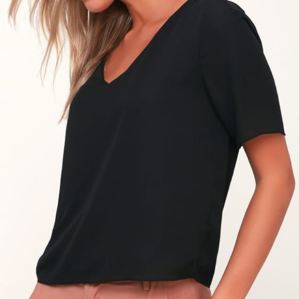 Black short sleeved top